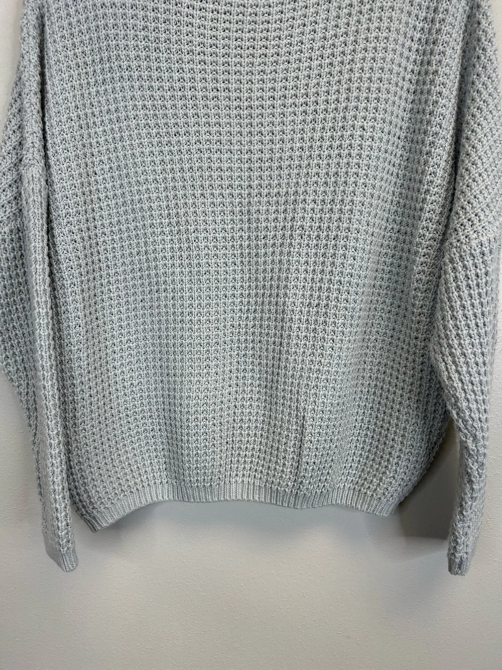 Waffle Knit Sweater Size S Doleman‎ Sleeve Comfy Minimalist Neutral Light Gray